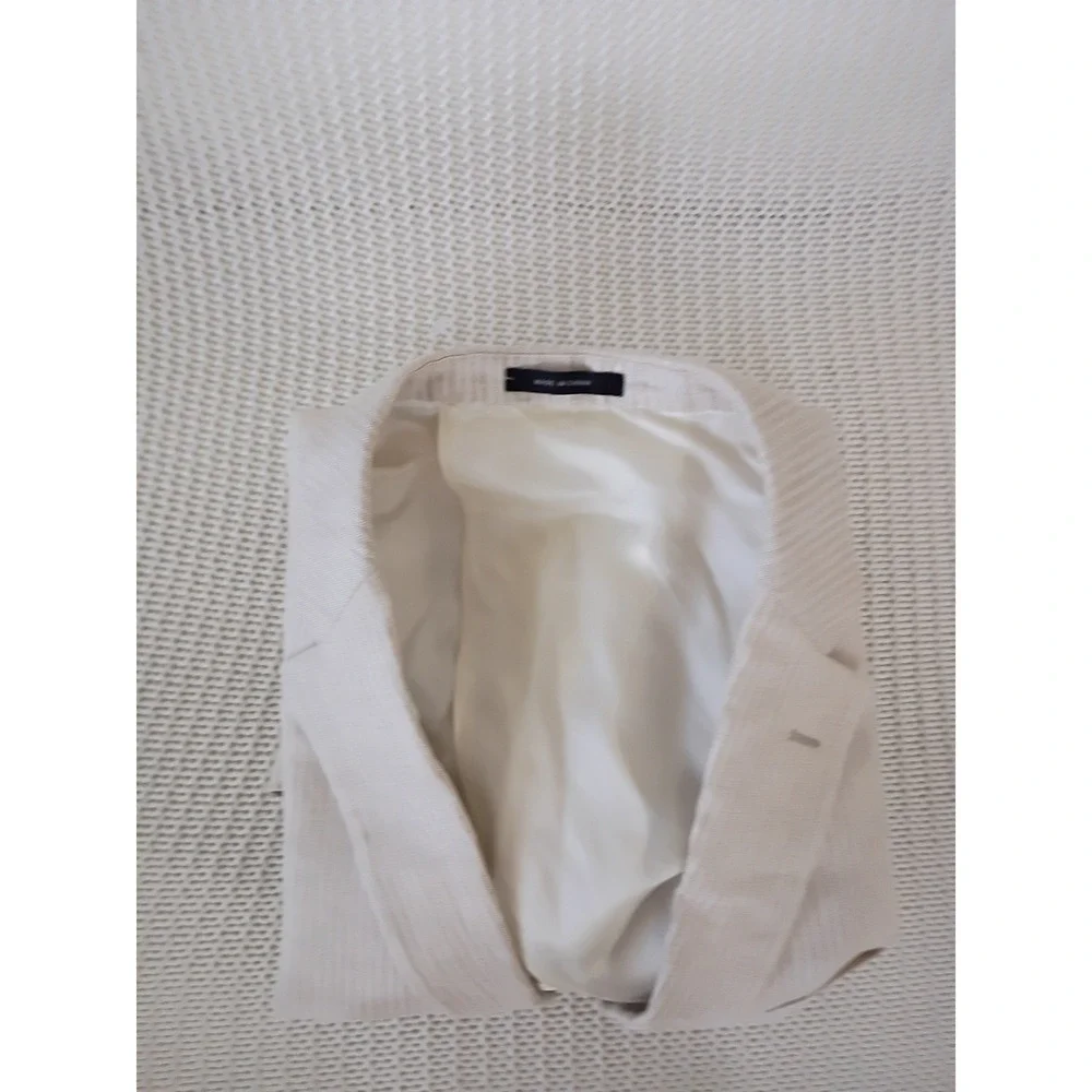 John W Nordstrom‎ Beige Herringbone Stripe 100% Linen Sport Coat Blazer 42R $395